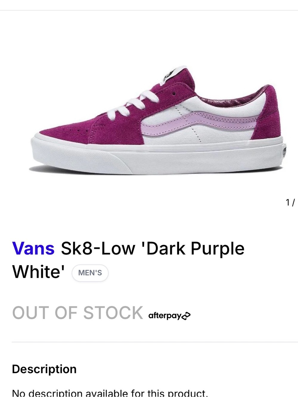 Vans Sk8-Low Dark Purple White Suede Sneakers Men 7 Women’s 8.5 Y2K Streetwear